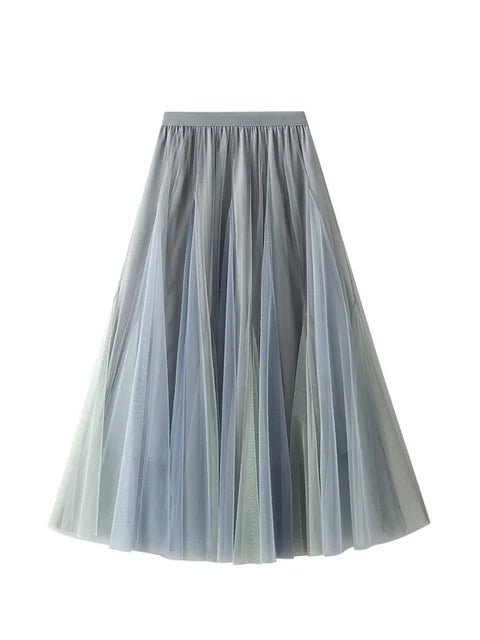 Women's Ombre Mesh Midi Flare Skirt