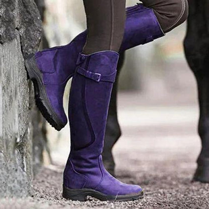 Women's Leather Knee High Winter Flat Boots