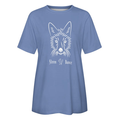 TABOO TIDE Women's Coyote Storm Dance Cotton T-Shirt Front and Back Graphic