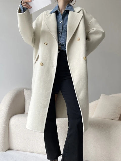 Women's Double Breasted Long Wool Coat