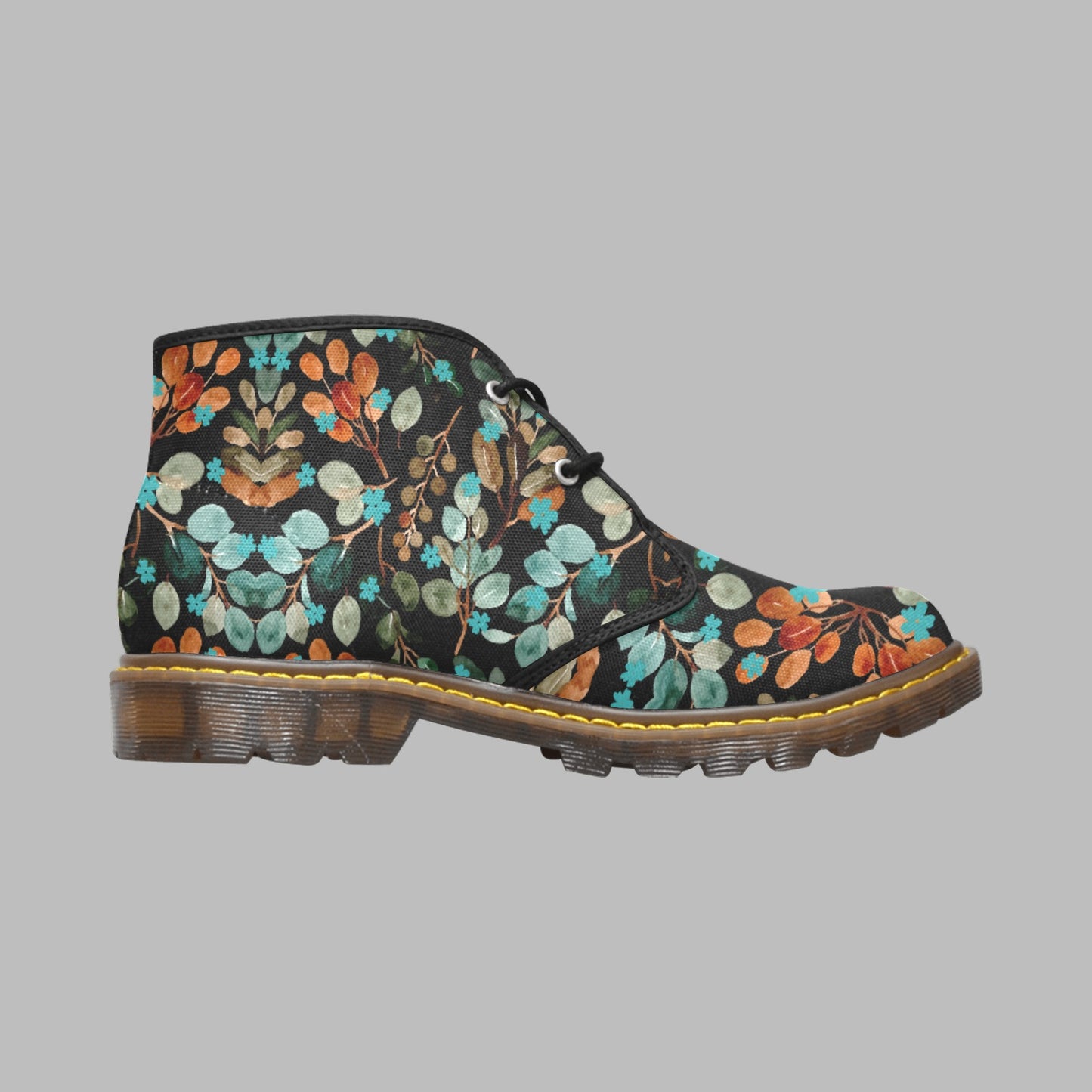 Women's Rustic Floral Canvas Chukka Ankle Boots