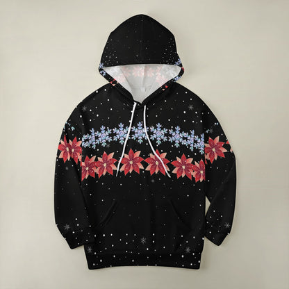 Women's Christmas Snowflake Flower Dropped Sleeve Hoodie