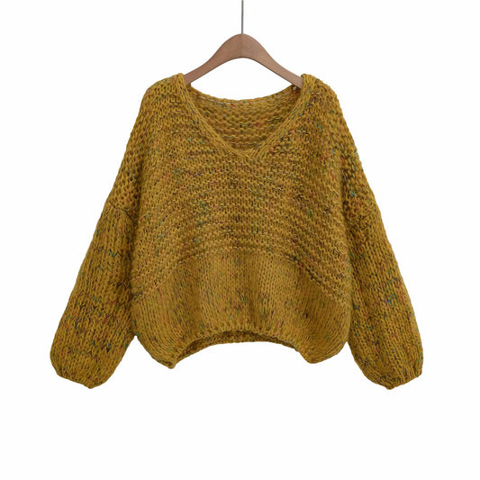 Women's Mustard Yellow Chunky Knit Loose Fit Jumper
