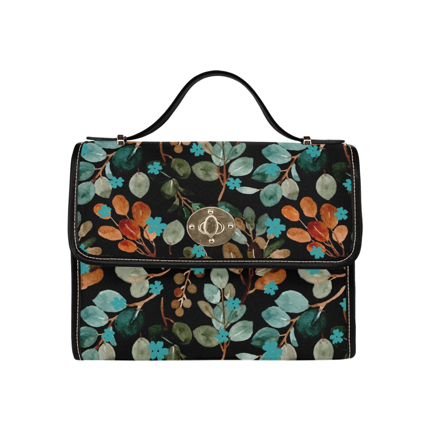 Women's Rustic Floral Print Handbag with Shoulder Strap