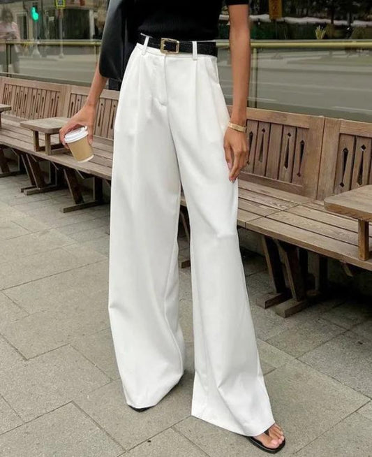 Women's High Waisted Wide Leg Fitted Trousers