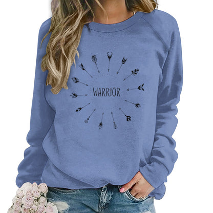 Women's Warrior Arrows Letter Print Sweatshirt Pullover