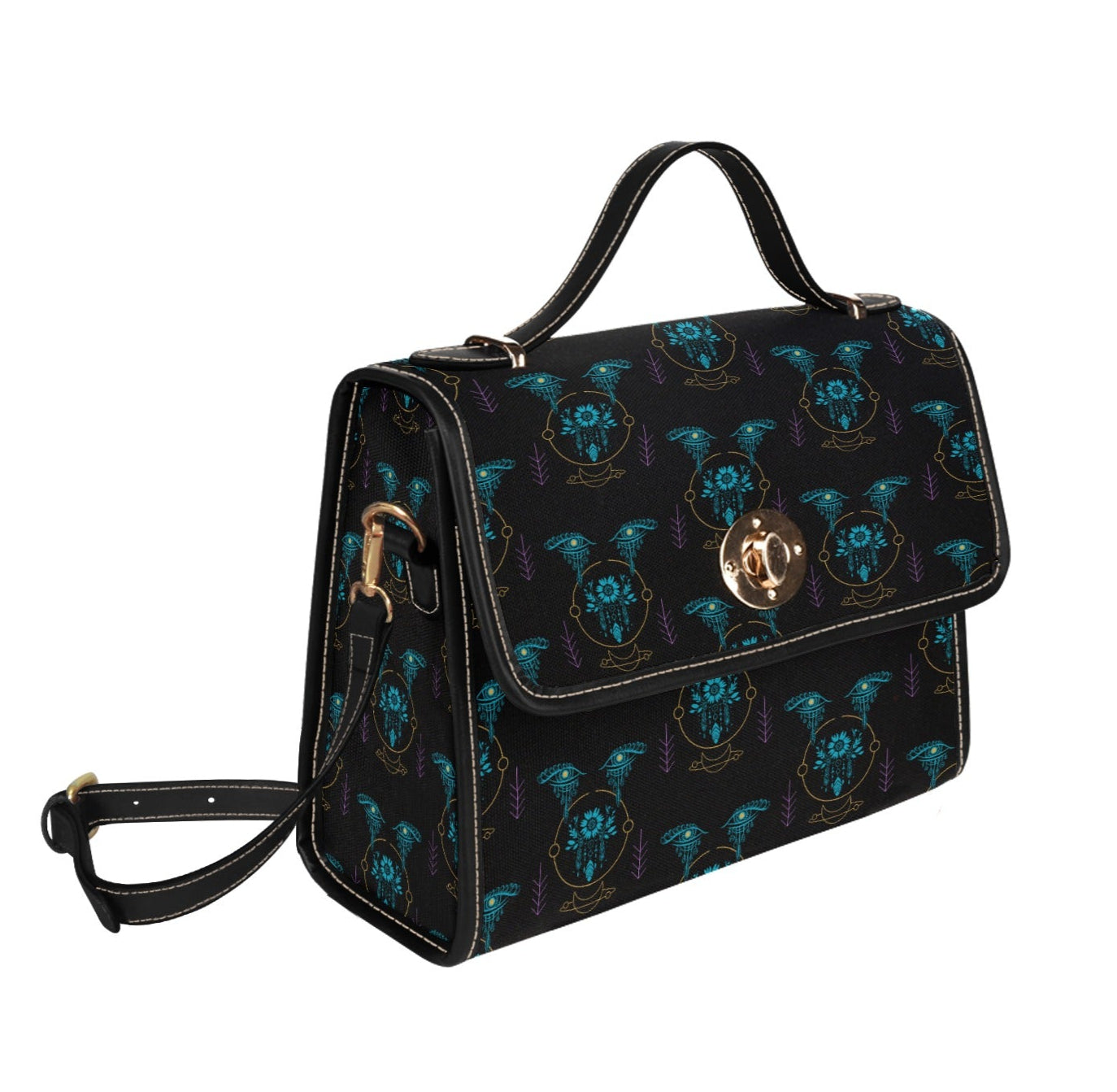 Women's Tribal Eyes Print Handbag with Shoulder Strap