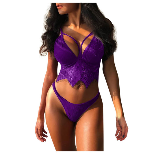 Lace Cut-Out Lingerie Set