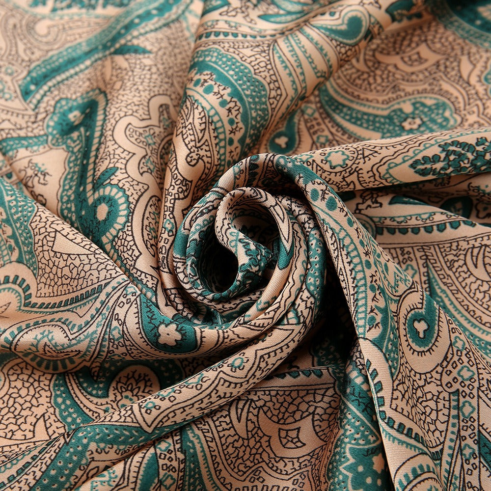 Women's Paisley Print Faux Silk Small Square Scarf