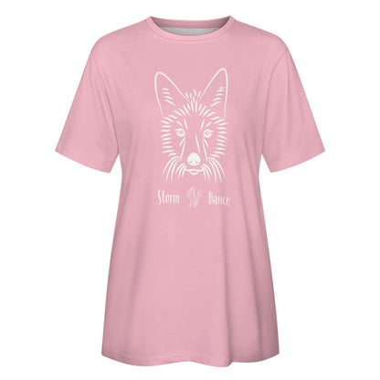 TABOO TIDE Women's Coyote Storm Dance Cotton T-Shirt Front and Back Graphic