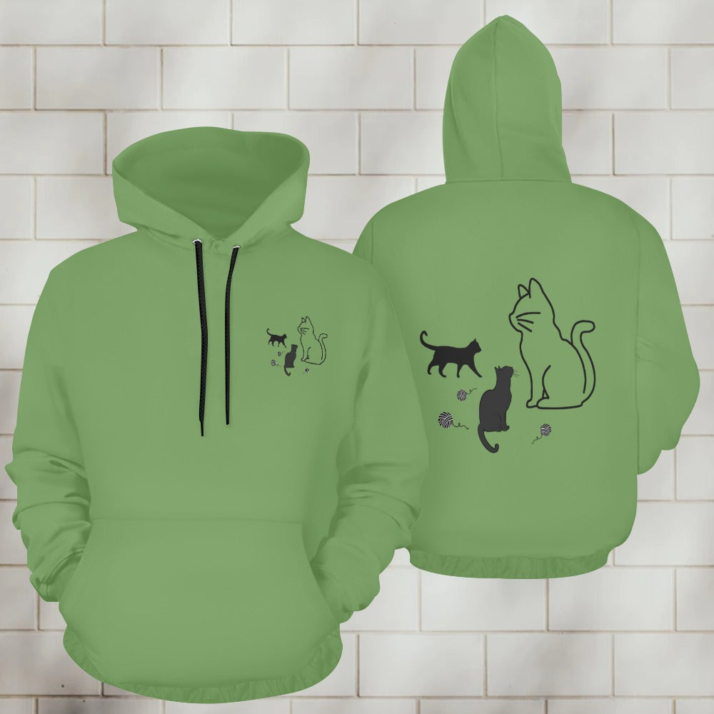 Unisex Cat Graphic Front and Back Print Cartoon Sweater Hoodie