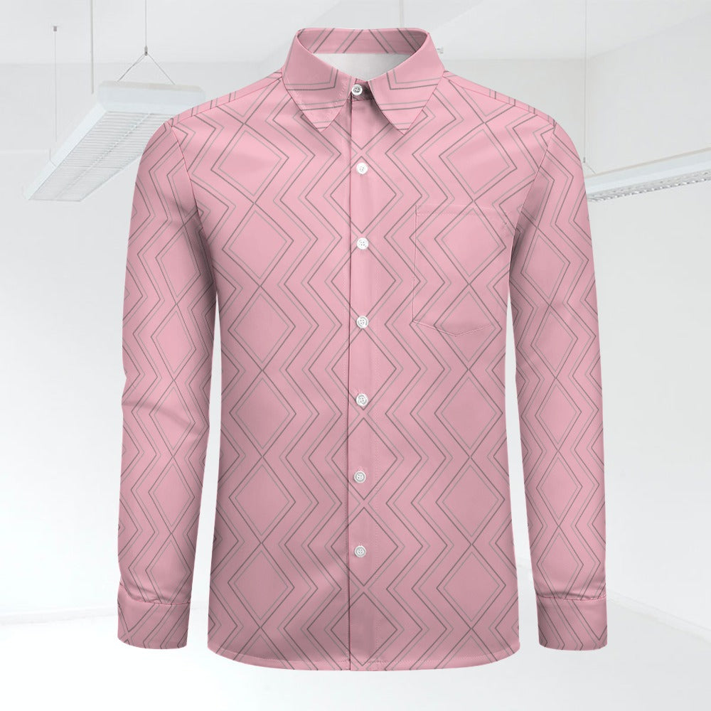 Men's Zig Zag Stripe Print Shirt Long Sleeves Button Front Collar One Pocket Casual Smart Dress Shirt All Sizes