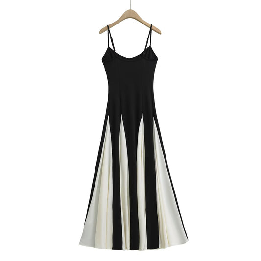 Women's Monochrome Cami Strap Midi Flare Dress