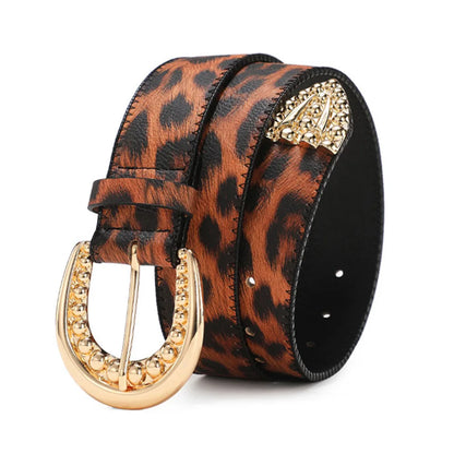 Women's Leopard Print PU Leather Belt Accessories Casual Fashion