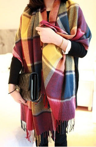 Women's Imitation Cashmere Fringed Tassel Edge Scarf