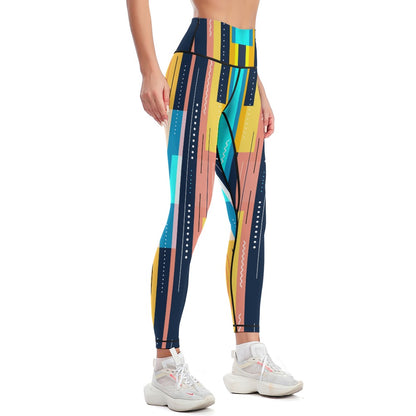 Women's Stripe Print Leggings Sports Yoga Gym Fitness Pants Comfortable Stretch Trousers Casual Bottoms