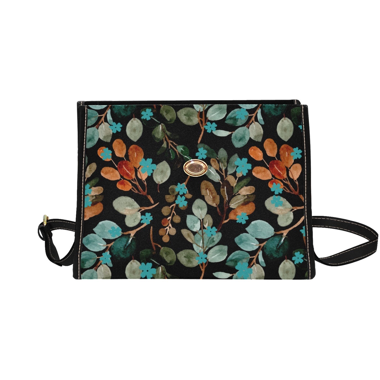 Women's Rustic Floral Print Handbag with Shoulder Strap