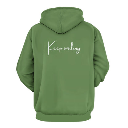 Plus Size Unisex Front and Back Letter Print Keep Smiling Sweatshirt Long Sleeve Drawstring Pocket Hoodie Top