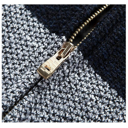 Men's Block Colour Thick Knitted Soft  Lined Zipper Cardigan Jacket Outwear Streetwear Autumn Fashion