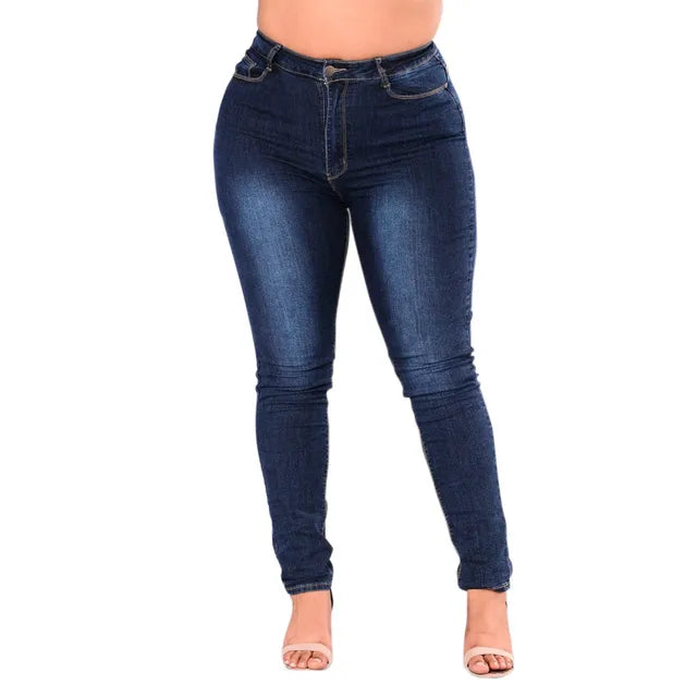 Women's Plus Size Denim Jeans Dark Wash Skinny Trousers