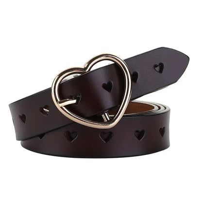 Women's Faux Leather Heart Shaped Belt Buckle Jeans Fashion Accessories