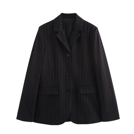 Women's Pinstripe Black Blazer
