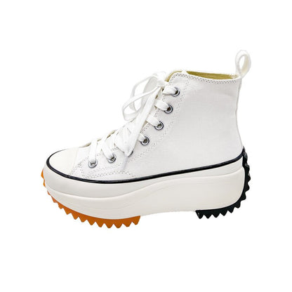 Women's Canvas Flat Platform Trainers High Top Sneaker Lace-up Boots Footwear Fashion