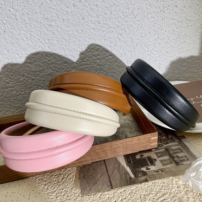 PU Headband Solid Colour Wide-Brimmed Hair Accessories