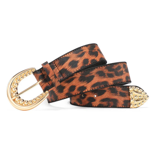 Women's Leopard Print PU Leather Belt Accessories Casual Fashion