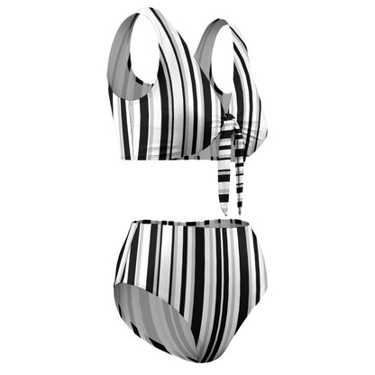 Women's Stripe Two Piece Tie Front Bikini