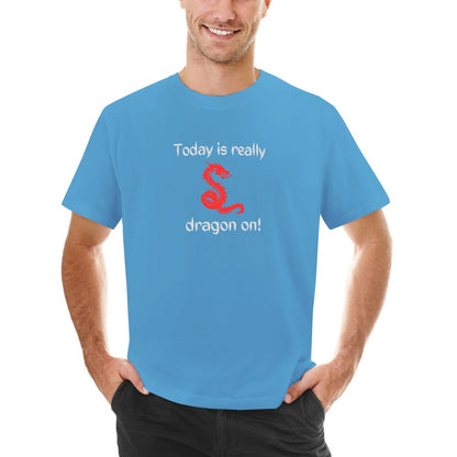 Men's Today Is Really Dragon On Letter Print Cotton T-shirt