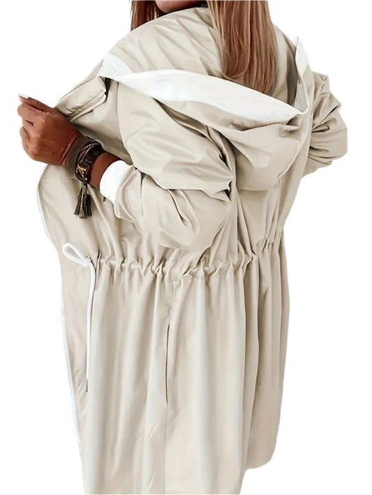 Lightweight Drawstring Hooded Coat