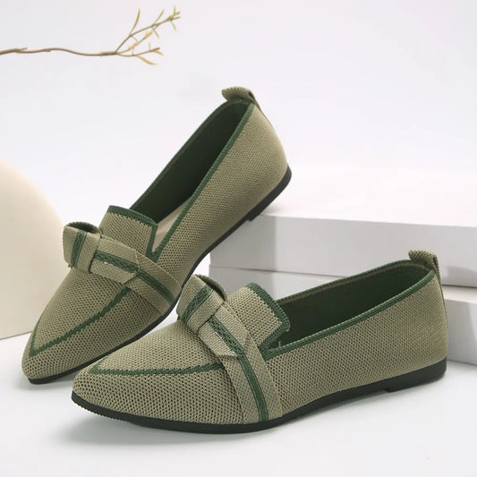 Women's Mesh Contrast Trim Pointed Toe Flat Shoes