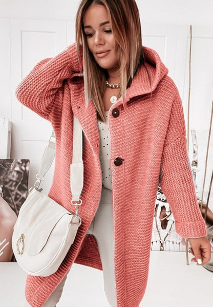 Women's Knitted Hooded Oversized Cardigan