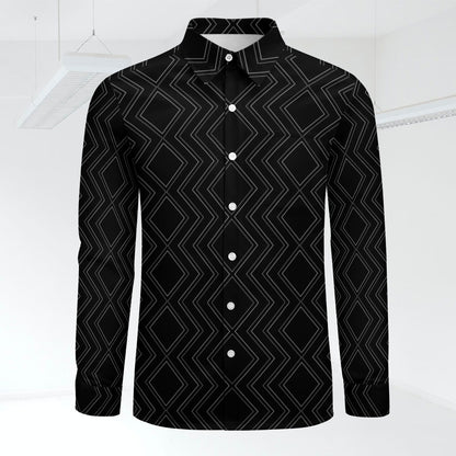 Men's Zig Zag Stripe Print Shirt Long Sleeves Button Front Collar One Pocket Casual Smart Dress Shirt All Sizes