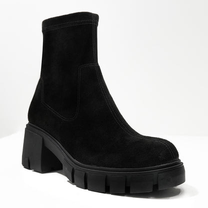 Women's Faux Suede Chunky Sole Pull On Ankle Boots