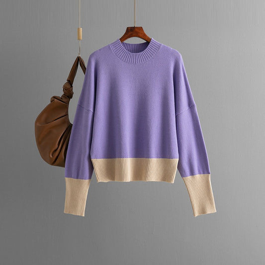 Women's Knitted Sweater Round Neck Loose Fit Long Sleeve Jumper