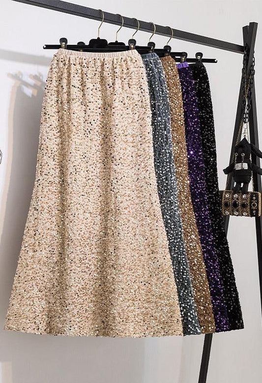 Women's Plus Size Glitter Sequin A-Line Skirt