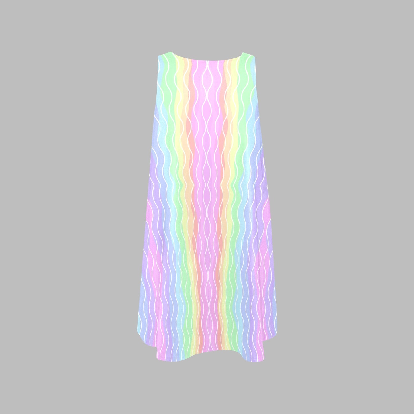 Women's Rainbow Stripe Sleeveless A-Line Dress with Pockets