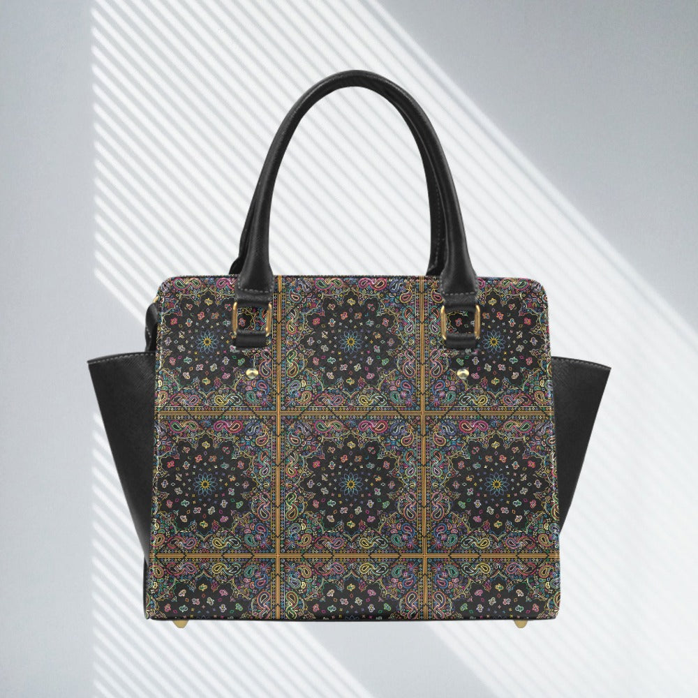 TABOO TIDE Tribal Floral Print All Over Design Classic Shoulder Handbag PU Leather Bag Multicolour