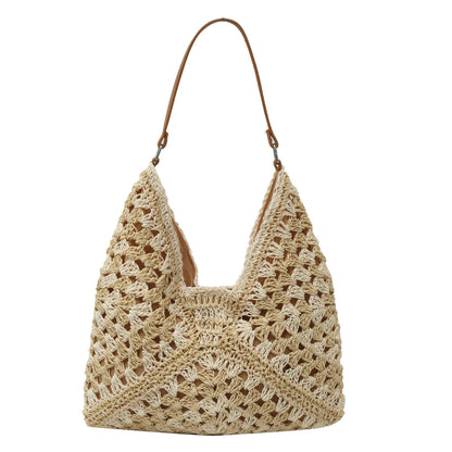 Women's Large Woven Bag Single Shoulder One Strap Handbag Casual Accessories