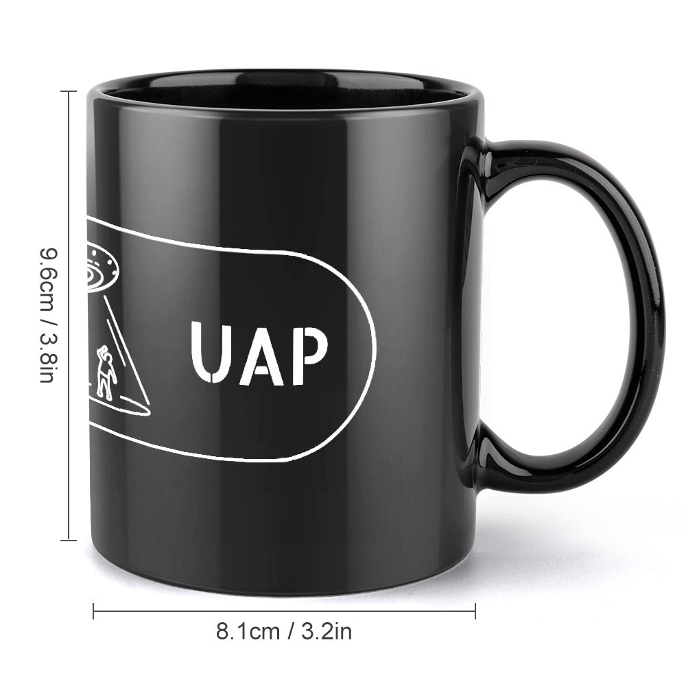 UFO UAP Tic Tac Print Wrap Drinkware Black 11oz Ceramic Cup Mug