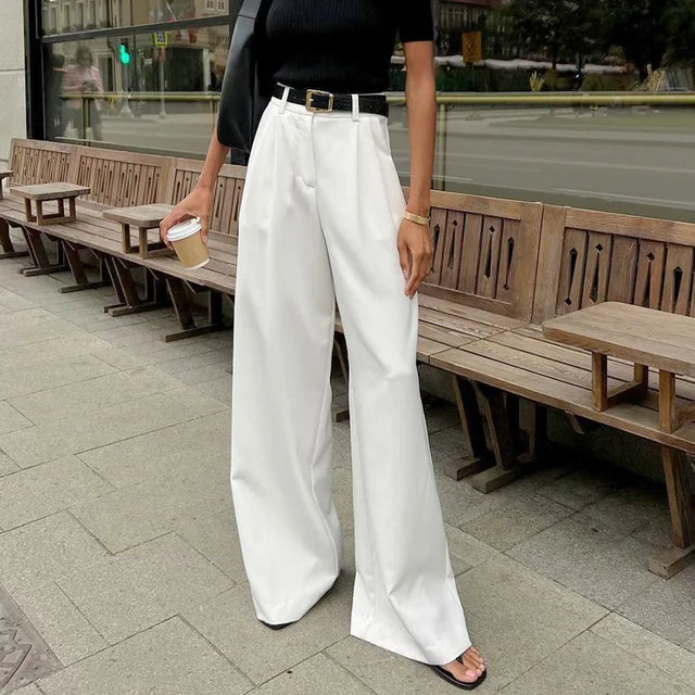 Women's High Waisted Wide Leg Fitted Trousers