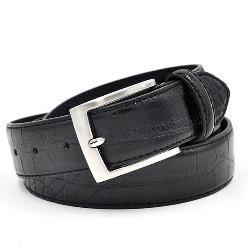 Men's PU Leather Belt Snakeskin Pin Buckle Casual Fashion Accessories