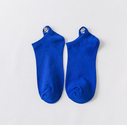 Unisex Cotton Ankle Socks Happy Funny Face 5 Pairs