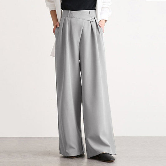 Women's Irregular Belt Design Wide Leg Trousers