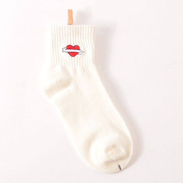 Women's Cartoon Print Cotton Ankle Socks Killer Cupid Moustache Milk Cola Leon Clover Love Smile Face Mathilda Rose Tongue