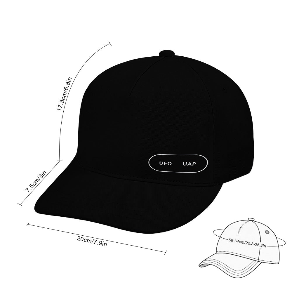 Unisex UFO UAP Baseball Cap Adjustable Sun Hat - Black