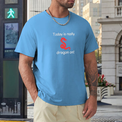 Men's Today Is Really Dragon On Letter Print Cotton T-shirt