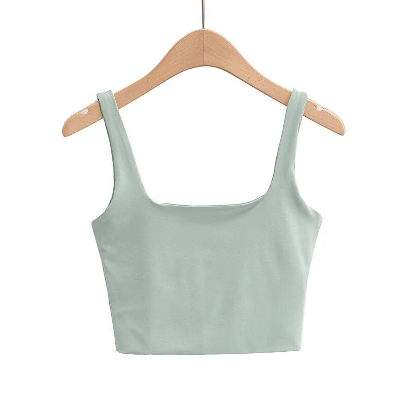 Women's Solid Colour Sleeveless Scoop Neck Crop Vest Tops